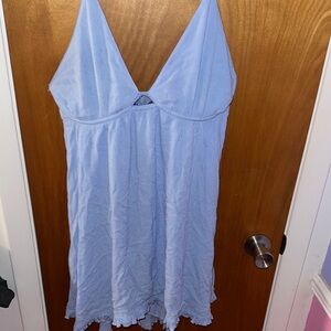 Blue Chemise with Lace Trim and Spaghetti Straps